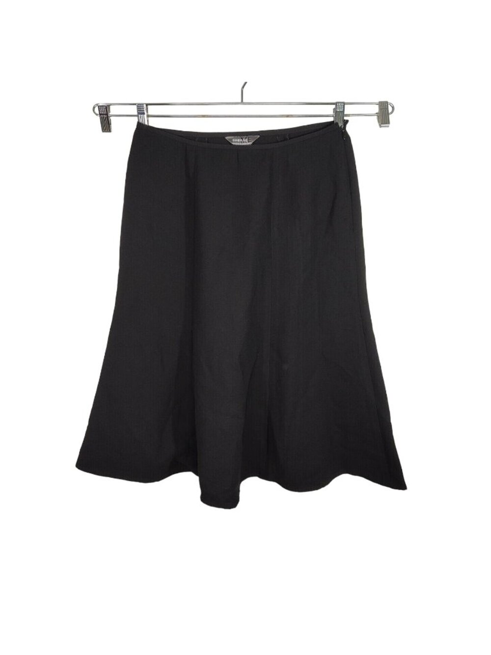 Vtg George Mark Eisen Black Flare Aline Midi Skirt Women Size 8 Work Business